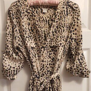 EUC! Bar III Leopard Print Shirt Dress with Belt Sz M